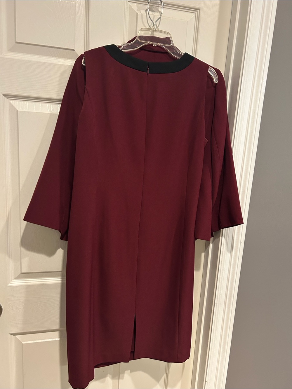 Kasper Burgundy Dress and Blazer Set with Black Trim - Picture 3 of 6